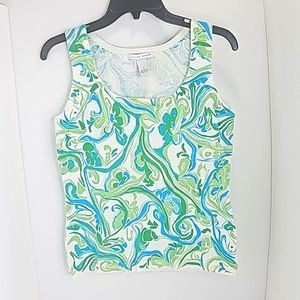 Women Tank top , Medium, Off white, green, Blue, turquoise, brown